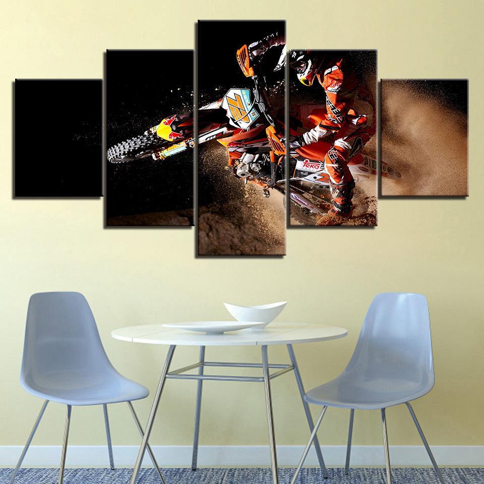 Motorradrennen - Leinwand Wandkunst Malerei