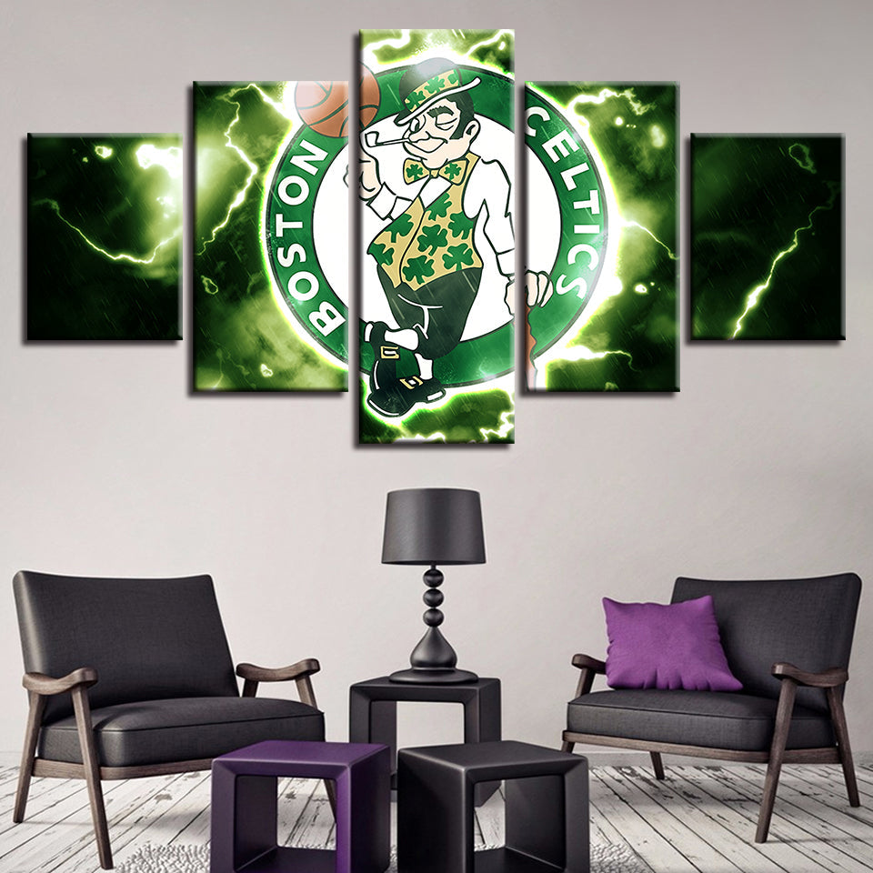 Elektrisierende Boston Celtics 5-Teiliges - Leinwand Wandkunst Gemälde
