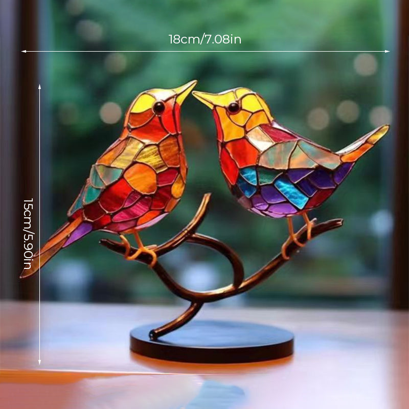 Vögel auf Ästen Gefärbte Acrylornamente, Doppelseitiger Mehrfarbiger Stil | Brehn