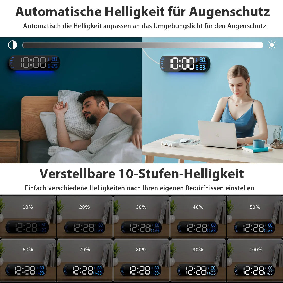 Saker Multifunktionsuhr mit LED-Anzeige | Brehn