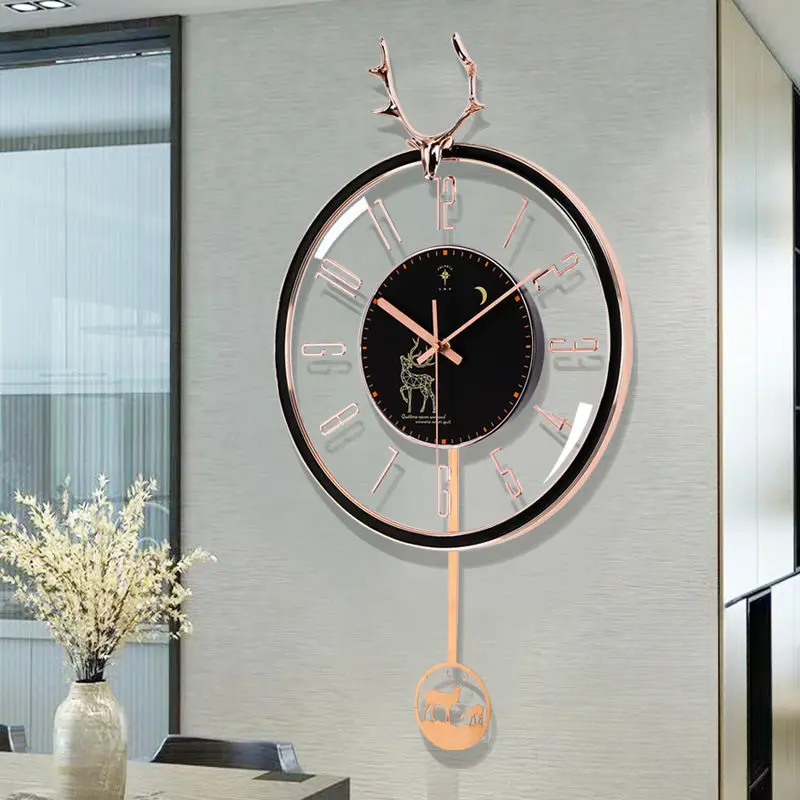 Luxuriöse stille Wanduhr – Modernes Design mit großem Zifferblatt für Wohnzimmer | Brehn