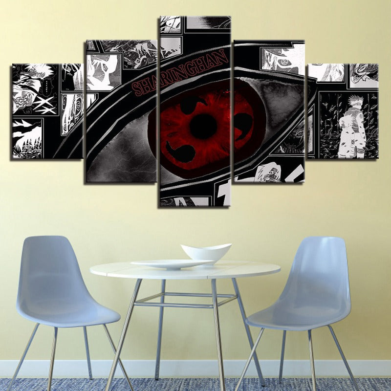 Naruto Sharingan Anime - 5-teiliges Leinwandbild