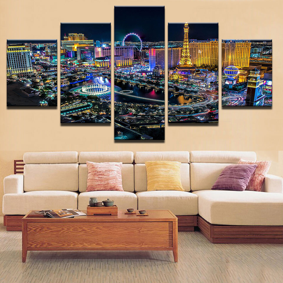 Las Vegas Lights 5 Stück - Leinwand Wandkunst Gemälde