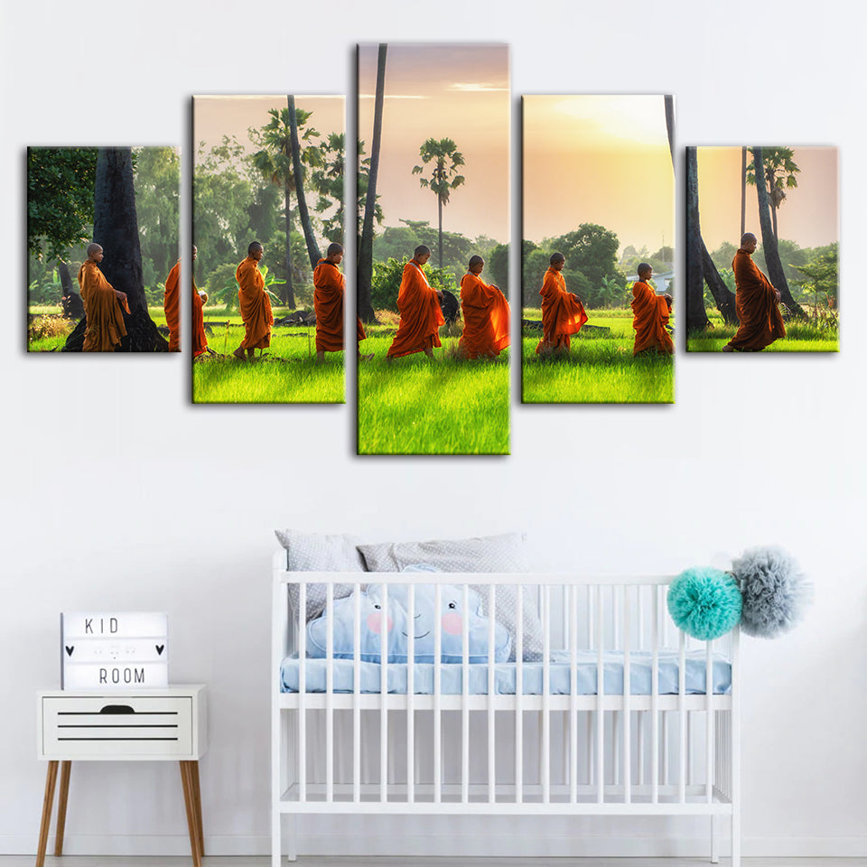 Morgen Spaziergang 5 Stück - Leinwand Wandkunst Malerei
