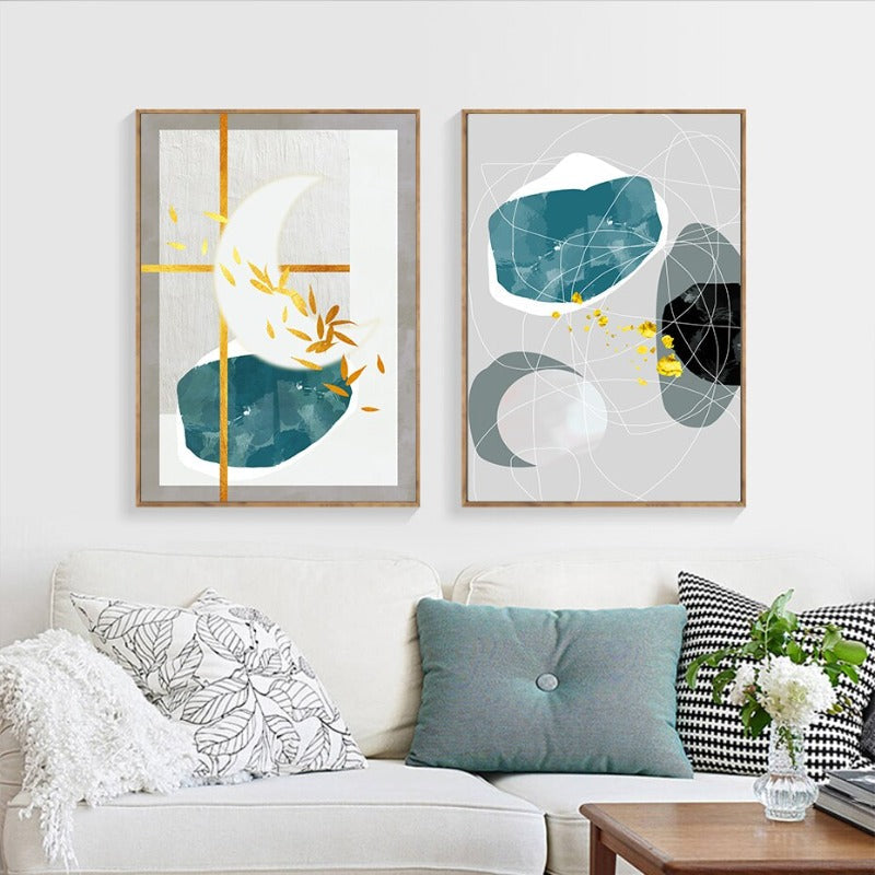 Geometrische Farbenfrohe Designs - Leinwand Wandkunst Malerei