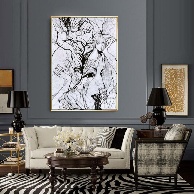 Ink Figure Gesicht - Leinwand Wandkunst Gemälde