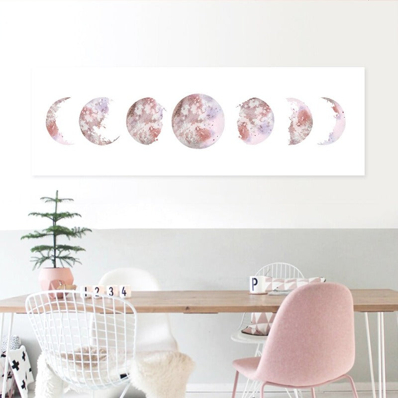 Moderne Verschiedene Mondphasen Isolierte Drucke - Leinwand Wandkunst Malerei