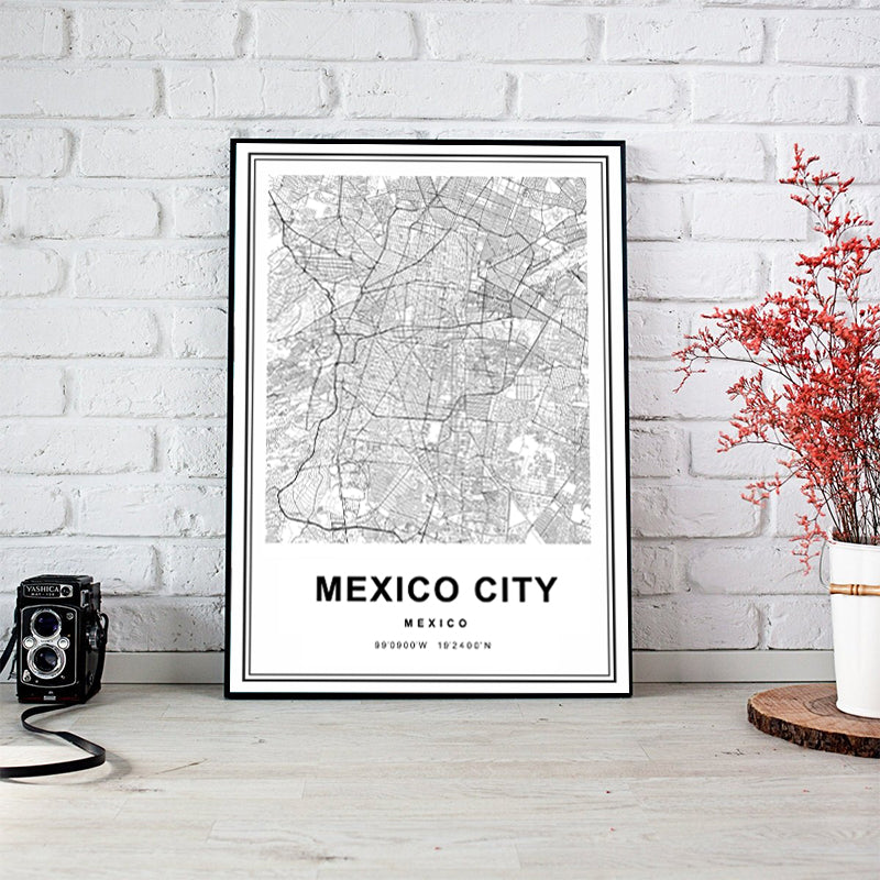 Mexiko-Stadt Karte Mexiko Drucke Kunst - Leinwand Wandkunst Malerei