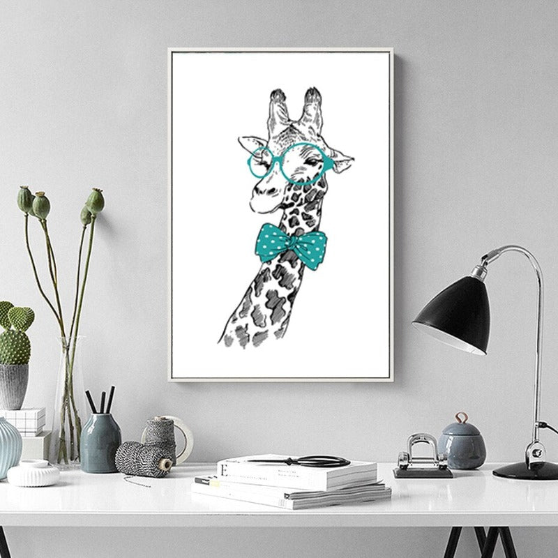 Minimalistische Tiere Giraffe Krawatte Nordisches Poster - Leinwand Wandkunst Gemälde