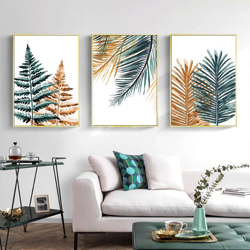 Modern tropische Pflanzen Blätter Druck Poster - Leinwand Wandkunst Malerei