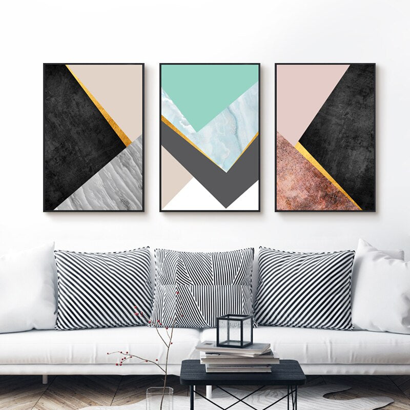 Geometrische Mode-Dreiecke - Leinwand Wandkunst Gemälde