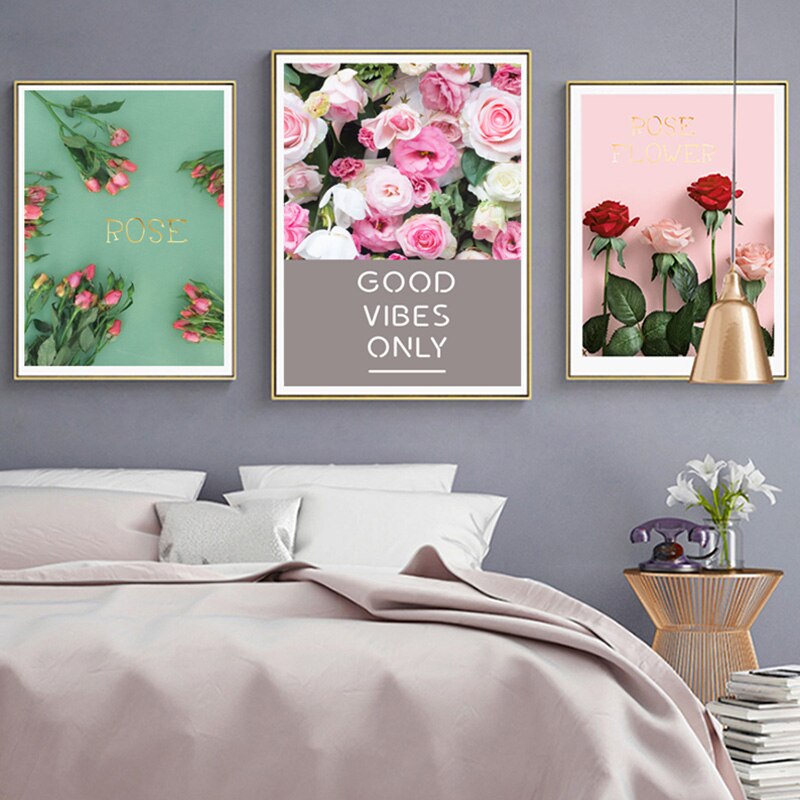 Modernes Rosenblumen-Wandbild – Nur gute Vibes!