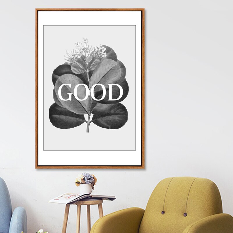 Graue Blumen Geometrische Nordische Drucke Poster - Leinwand Wandkunst Malerei