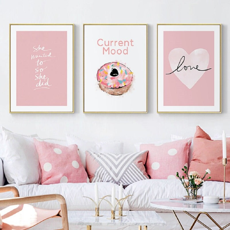 Pink Sweet-Heart Skandinavien - Leinwand Wandkunst Malerei