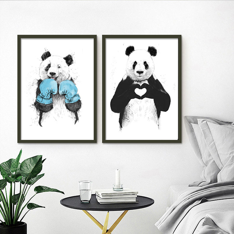 Lustiger Boxen Panda Tier Banksy - Leinwand Wandkunst Malerei