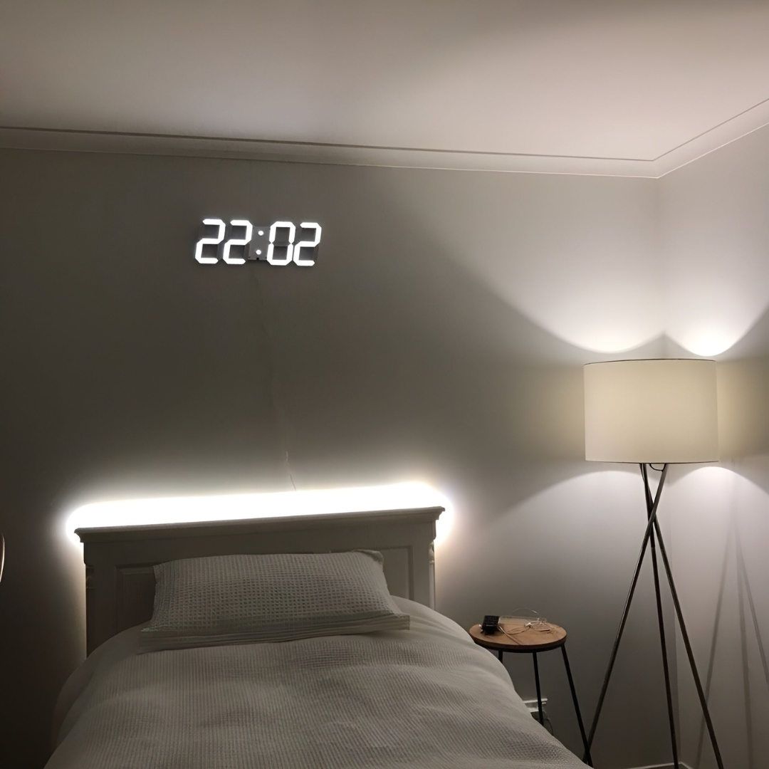 Moderne 3D-LED-Wanduhr – Digitales Display in auffälliger Optik