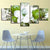 Zarte weiße und grüne Blumen 5-teilig - Canvas Wandkunst Gemälde