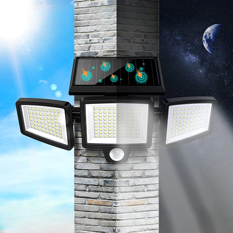 Solarbetriebene Sicherheitsleuchte mit Bewegungsmelder – LED Außenstrahler für Haus und Garten | Brehn