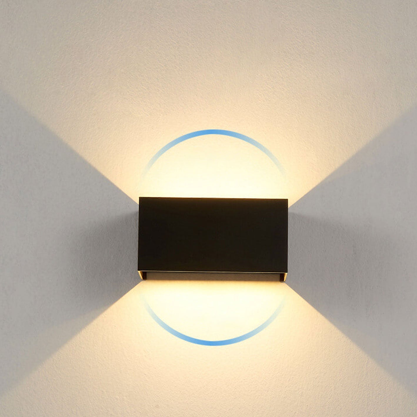 Moderne Outdoor wasserdichte rechteckige LED Up-and-Down beleuchtete Außenwandlampe | Brehn