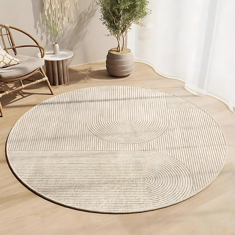 Runder Teppich im skandinavischen Design – Moderner Anti-Rutsch Teppich für Wohnzimmer & Schlafzimmer | Brehn