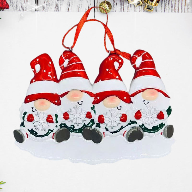 Brehn | 4 Namen-Anpassbare Familien-Weihnachts Weihnachtsbaumdekoration Ornament mit Namen-Zwerge Familie