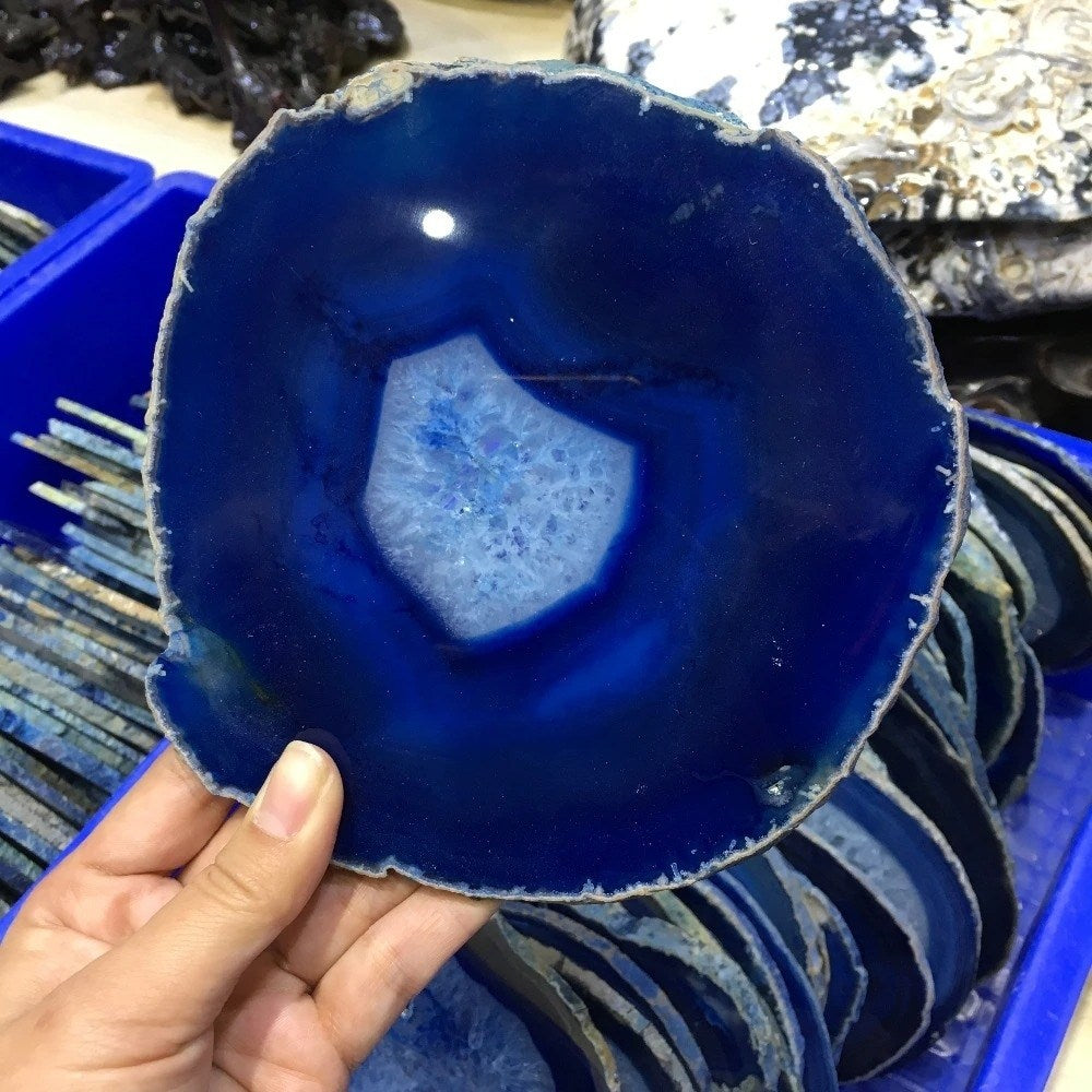 Blaue Achatkristallscheibe