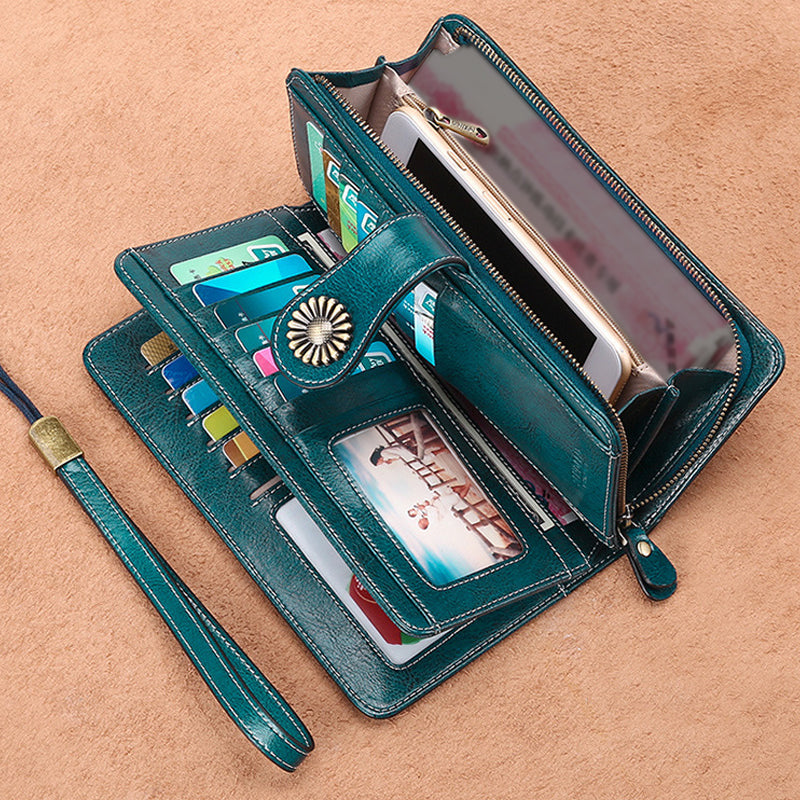 Retro lange Brieftasche mit großem Fassungsvermögen | Brehn