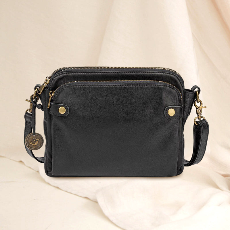 Dreilagige Leder-Umhängetasche, Schultertasche & Clutch