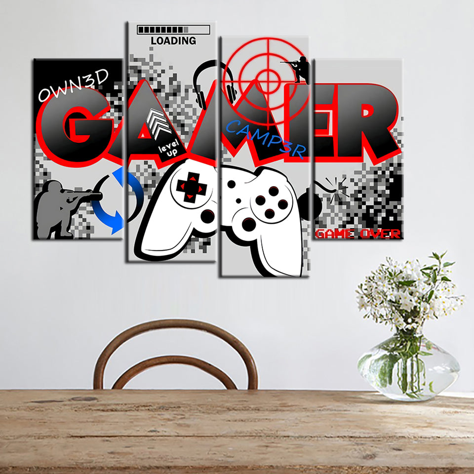 Gamer Board 4 Stück - Leinwand Wandkunst Malerei
