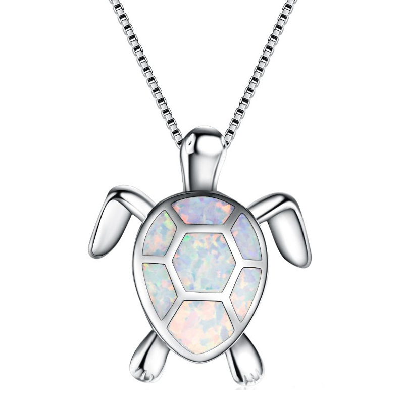 Halskette aus blauem Opal mit Meeresschildkröte