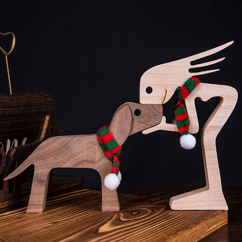 Brehn | Geschenk für Tierliebhaber - Holzskulptur Tisch Ornamente - Die Liebe zwischen Ihnen und Ihrem pelzigen Freund