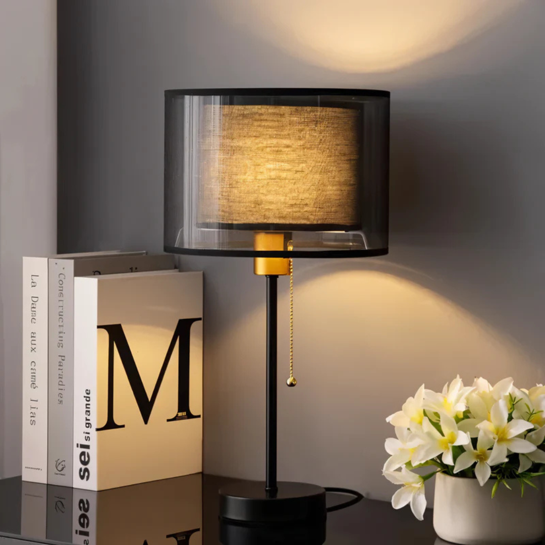 Brehn | Tischlampe mit doppellagigem Stoffschirm