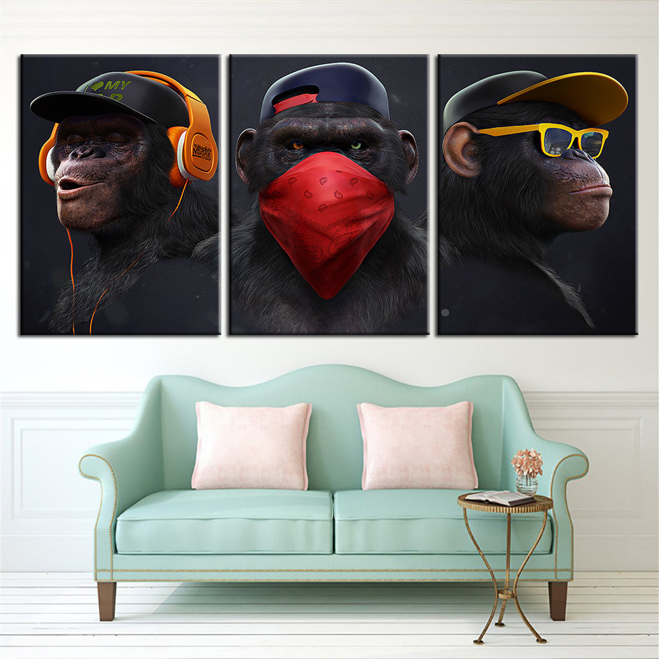 Monkey Crew 3 Teile - Leinwand Wandkunst Gemälde
