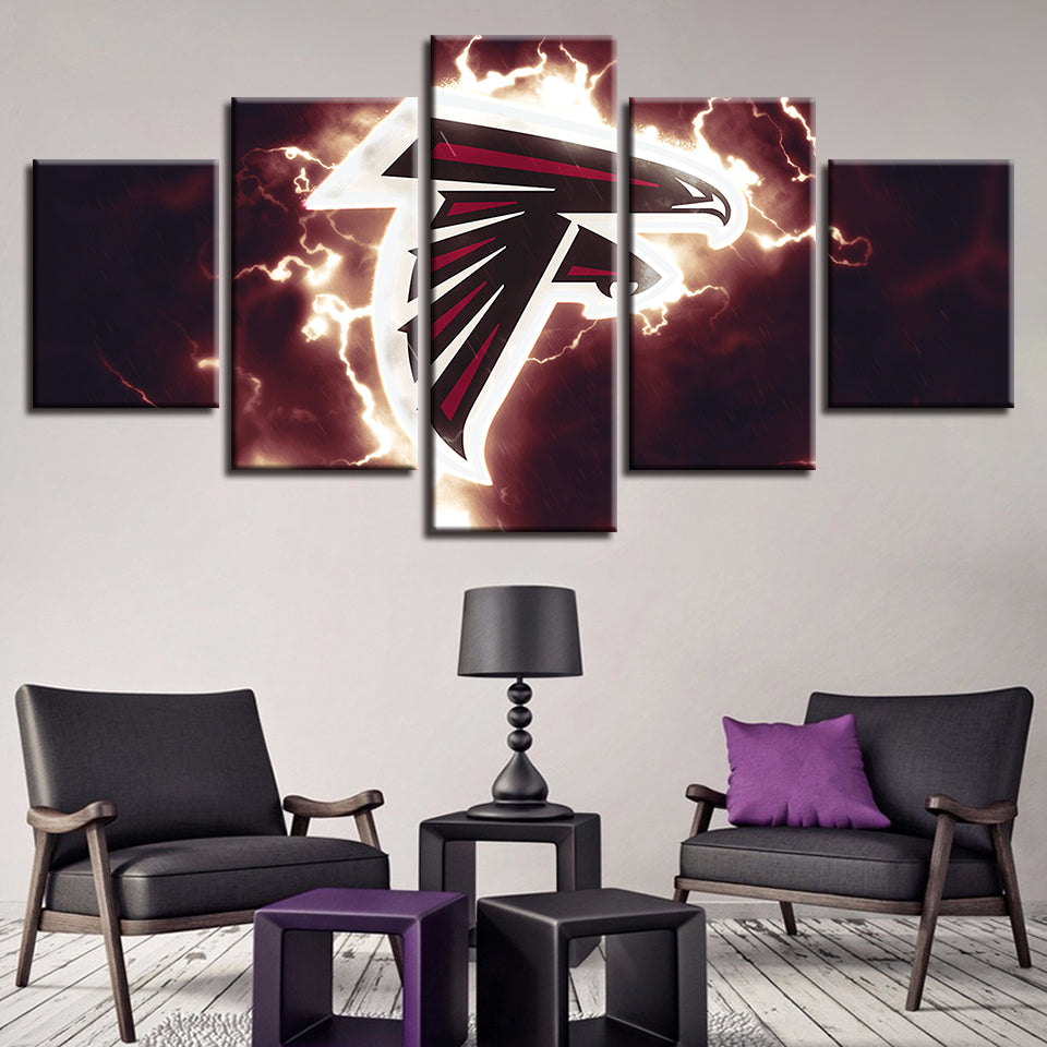 Elektrisches Atlanta Falcons Logo 5 Teile - Leinwand Wandkunst Malerei