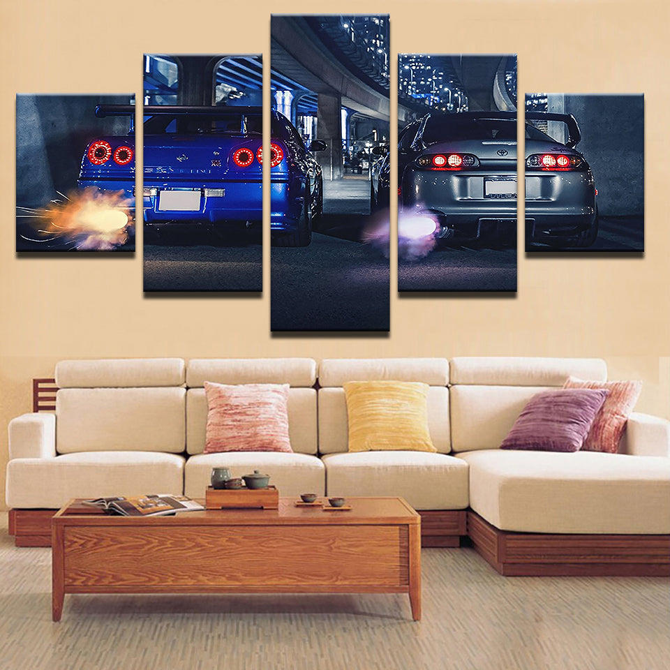 Car Racers 5 Stück - Leinwand Wandkunst Malerei