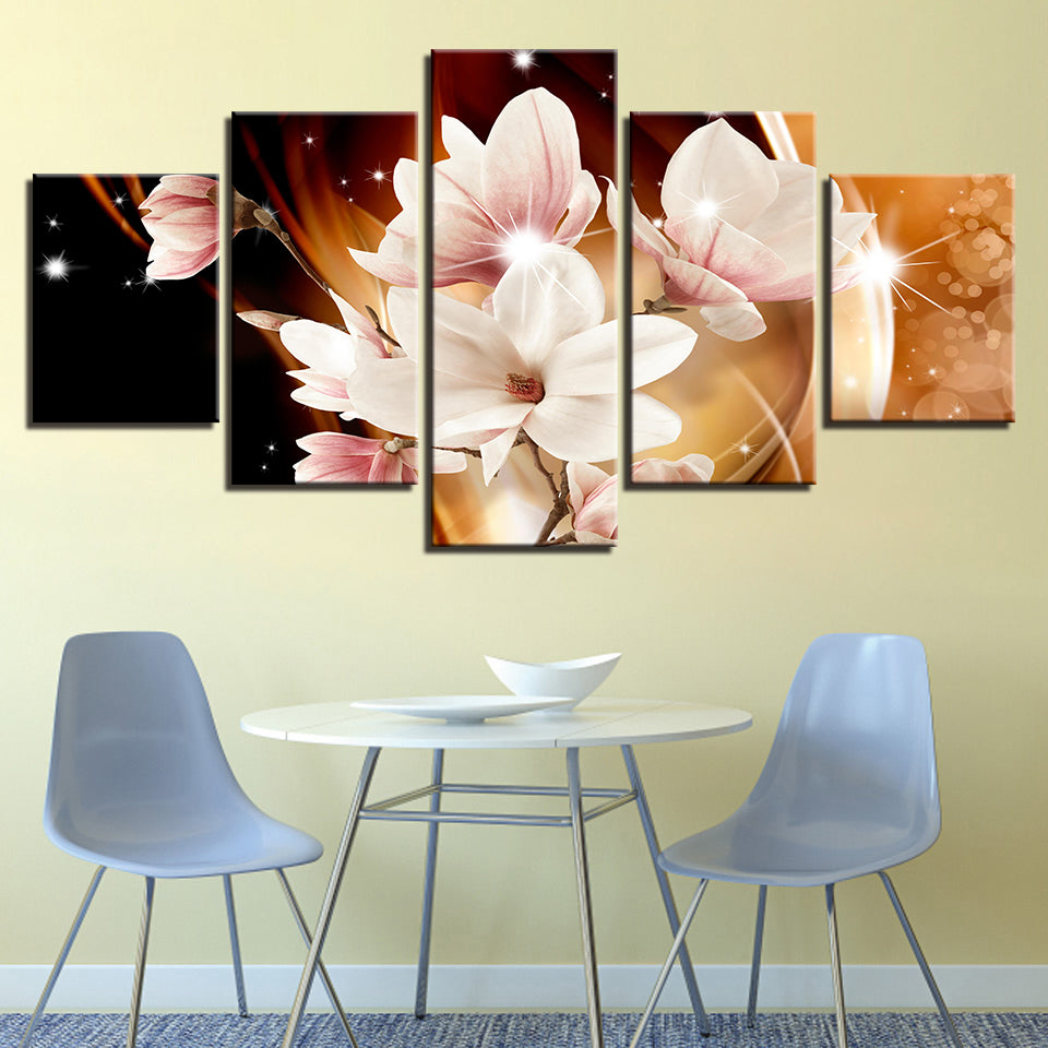 Deep Magnolias 5 Teile - Leinwand Wandkunst Gemälde
