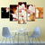 Deep Magnolias 5 Teile - Leinwand Wandkunst Gemälde
