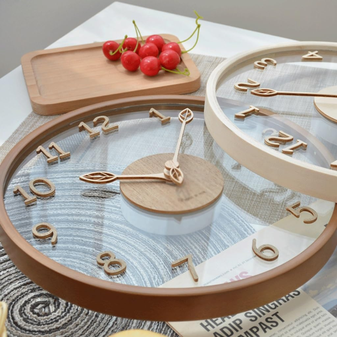 Brehn | Stilvolle Holzwanduhr aus Glas