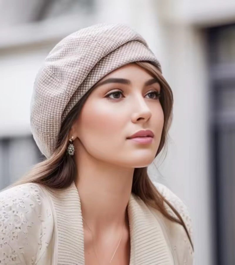 Elegante Damenkappe | Pariser Chic | Atmungsaktives, weiches Material | Einheitsgröße