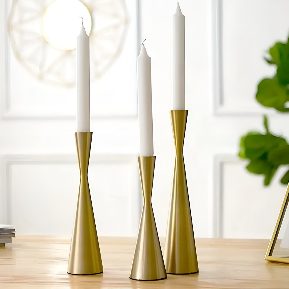 Eleganter nordischer Kerzenständer aus Messing für die Taille | 3-teiliges Set