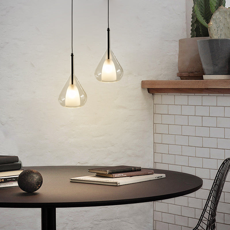 Industrielle Pendelleuchte mit Doppelglas und Regentropfen-Design - Kleine Hängelampe für Esszimmer und Küche, modernes minimalistisches Design | Brehn
