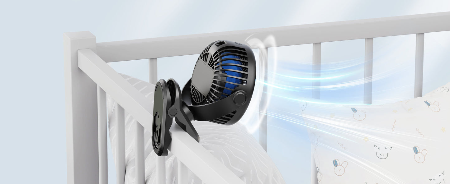 Tragbarer Clip-On Ventilator - Batteriebetriebener Kinderwagenventilator | Brehn
