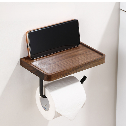 Brehn | Eleganter Wand-WC-Papierhalter - aus Walnuss und Edelstahl