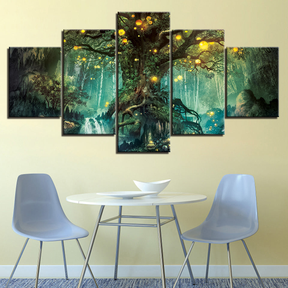 Magic Forest Trunk 5 Stück - Canvas Wandkunst Gemälde