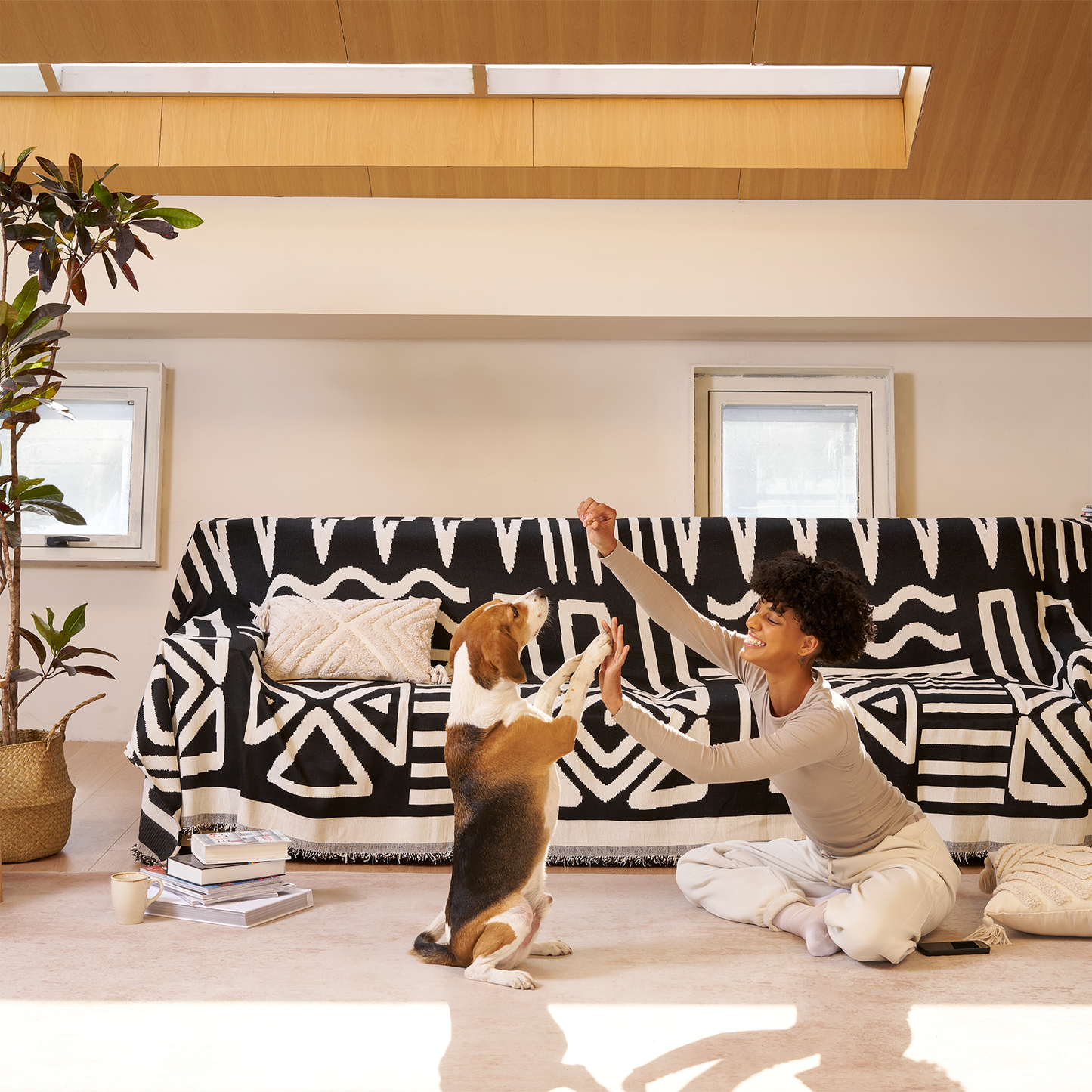 Geometrischer Boho-Stil Sofaüberzug - Modern, Stilvoll & Strapazierfähig Sofa Schutz | Brehn