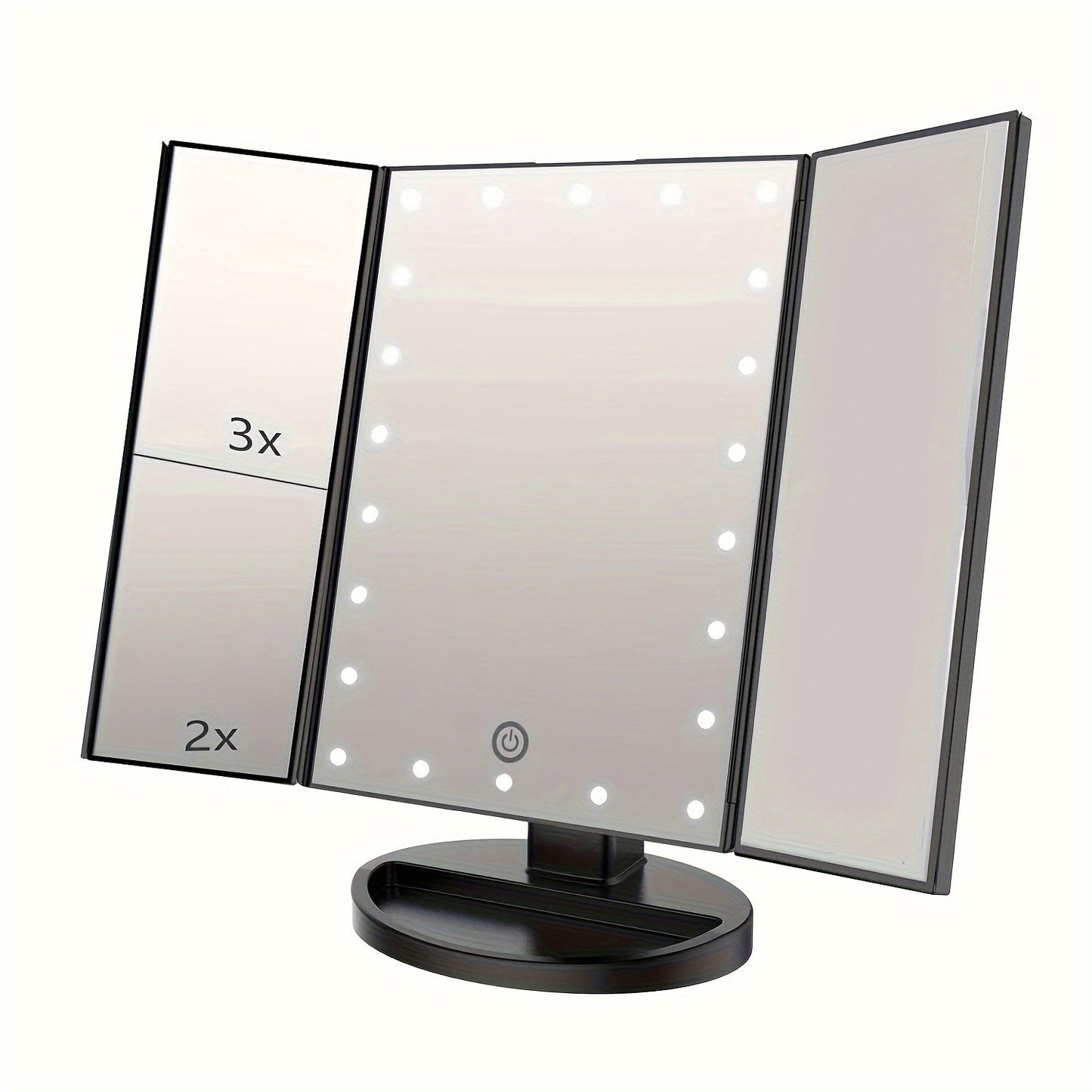 GlowMirror – Zusammenklappbarer LED-Make-up-Spiegel mit 3x/2x Vergrößerung | Brehn
