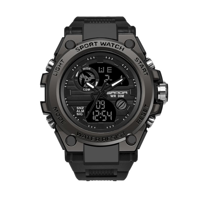 Brehn | Sportliche Dual-Display Mode Multifunktionale wasserdichte leuchtende Herrenarmbanduhr