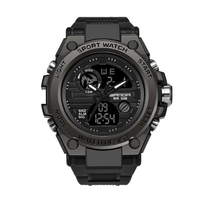 Brehn | Sportliche Dual-Display Mode Multifunktionale wasserdichte leuchtende Herrenarmbanduhr