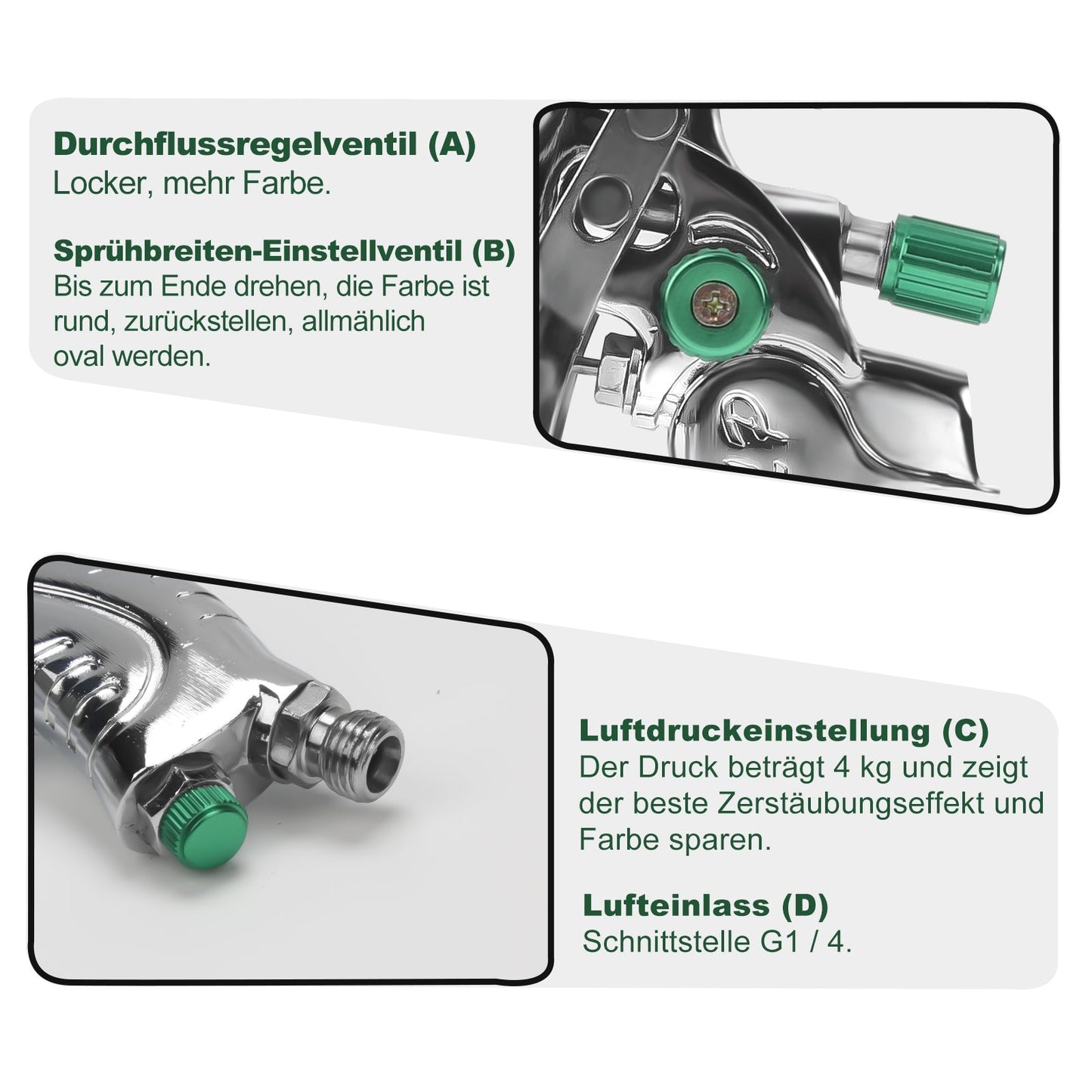 HVLP Lackierpistole Spritzpistole Set mit Edelstahldüs | Brehn