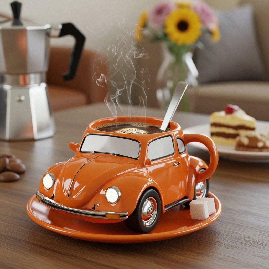 RetroAuto Keramische Kaffeetasse – Einzigartiges 3D-Design für Kaffee & Tee | Brehn